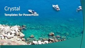  Presentation with rock stone - Presentation theme with view-of-the-tremiti-islands background and a teal colored foreground
