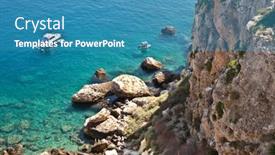  Presentation with rock stone - Colorful presentation design enhanced with view-of-the-tremiti-islands backdrop and a teal colored foreground