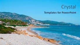  Presentation with beach - Theme consisting of view-of-the-tres-playas background and a light blue colored foreground