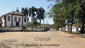  Presentation with village - Presentation theme with view-of-the-typical-village background and a coral colored foreground