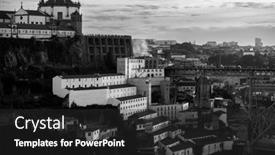 Presentation with black people trying to cross a broken bridge for peace - Theme featuring view-of-the-vila-nova background and a dark gray colored foreground