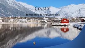  Presentation with village - Presentation design enhanced with view-of-the-village background and a light blue colored foreground