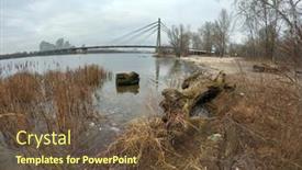  Presentation with winter river - Cool new PPT theme with view-of-the-winter-dnepr backdrop and a tawny brown colored foreground