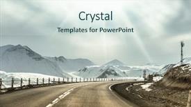  Presentation with winter road and branch - PPT layouts consisting of view of the winter road background and a sky blue colored foreground