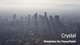  Presentation with smog - PPT layouts featuring view of thick summer smog background and a dark gray colored foreground