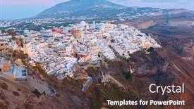  Presentation with santorini - Cool new presentation theme with view-of-thira-town backdrop and a tawny brown colored foreground