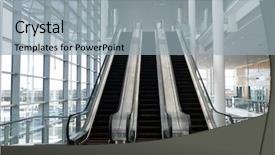  Presentation with front office - Beautiful presentation theme featuring view of three modern escalator backdrop and a light blue colored foreground