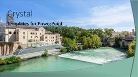  Presentation with rome italy - PPT theme featuring view-of-tiber-river background and a light blue colored foreground