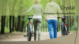  Presentation with rear view mirror - Colorful slide deck enhanced with view of tired cyclists walking backdrop and a mint green colored foreground