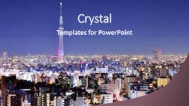  Presentation with night sky plane view - Beautiful slides featuring view of tokyo sky tree backdrop and a ocean colored foreground