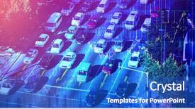  Presentation with shares - Cool new PPT theme with view of traffic on road backdrop and a cobalt blue colored foreground