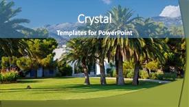  Presentation with green architecture - Cool new slide deck with view of tropical coconut palms backdrop and a  colored foreground