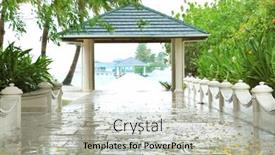  Presentation with rainy day - Colorful presentation design enhanced with view of tropical resort on rainy day backdrop and a light gray colored foreground