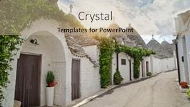  Presentation with italy - Audience pleasing PPT layouts consisting of view-of-trulli-houses backdrop and a coral colored foreground