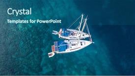  Presentation with aerial - Beautiful presentation theme featuring view of two anchoring yacht backdrop and a ocean colored foreground
