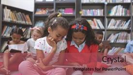  Presentation with digital library - Colorful presentation theme enhanced with view of two relaxed school backdrop and a violet colored foreground