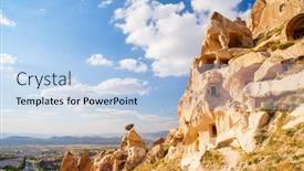  Presentation with fairy - Theme consisting of view-of-uchisar-castle-rock background and a light blue colored foreground