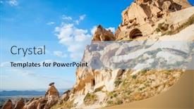  Presentation with fairy - Presentation design having view-of-uchisar-castle-rock background and a light blue colored foreground