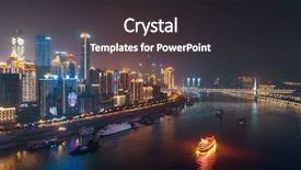  Presentation with urban buildings - Cool new presentation theme with view of urban buildings boat backdrop and a  colored foreground