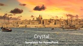  Presentation with sunset - Cool new theme with view-of-valleta-from-sliema backdrop and a gray colored foreground