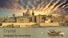  Presentation with malta - Slide set featuring view-of-valleta-malta background and a coral colored foreground