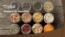  Presentation with top view of candles - Slide deck featuring view of various dried legume background and a tawny brown colored foreground