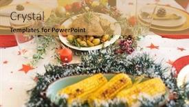  Presentation with christmas food - Presentation design consisting of view-of-various-food-items background and a yellow colored foreground