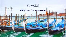  Presentation with venice - Slide deck having view of venice with gondolas near saint mark square italy background and a sky blue colored foreground