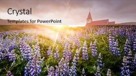  Presentation with christian church - Colorful PPT theme enhanced with view of vikurkirkja christian church backdrop and a lemonade colored foreground