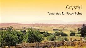  Presentation with lanscape - Beautiful slide deck featuring view of village in mallorca spain summer lanscape backdrop and a blonde colored foreground