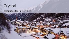  Presentation with village - Amazing PPT theme having view of village in mountain backdrop and a lemonade colored foreground