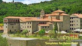  Presentation with monastery - PPT theme with view-of-virgen-del-carmen background and a tawny brown colored foreground