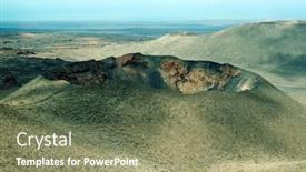  Presentation with volcano - Presentation theme with view of volcano in timanfaya national park lanzarote canary islands spain background and a coral colored foreground