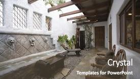  Presentation with pathway - PPT theme enhanced with view of water feature background and a  colored foreground