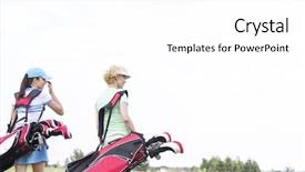  Presentation with women golf - Slide set with view of women with golf background and a white colored foreground