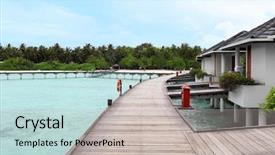  Presentation with modern - Cool new theme with powtoon - view of wooden pontoon backdrop and a soft green colored foreground