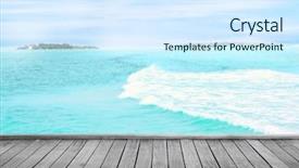  Presentation with sardines school in blue sea - Amazing slide deck having powtoon - view of wooden pontoon backdrop and a cool aqua colored foreground