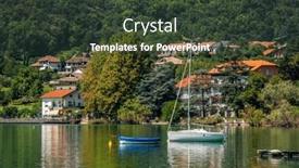  Presentation with green lake - Slides enhanced with view-of-yacht-and-boat background and a tawny brown colored foreground