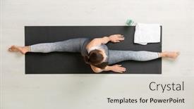  Presentation with female - Slides featuring view-of-young-active-brunette background and a light gray colored foreground