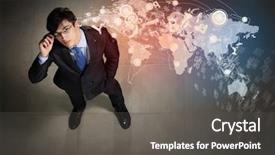  Presentation with decision making - Theme featuring view of young businessman making background and a dark gray colored foreground