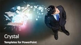  Presentation with decision making - PPT theme featuring view of young businessman making background and a dark gray colored foreground