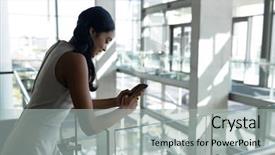  Presentation with lean - Amazing presentation design having view of young businesswoman lean backdrop and a light gray colored foreground