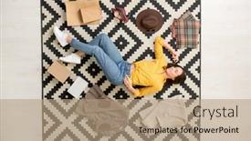  Presentation with black woman - Colorful slide set enhanced with view-of-young-happy-woman backdrop and a coral colored foreground