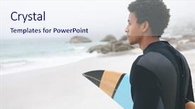  Presentation with multi ethnics - Beautiful slide deck featuring view of young multi-ethnic backdrop and a sky blue colored foreground