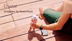  Presentation with water bottle - PPT theme having view-of-young-sportsman background and a lemonade colored foreground