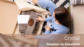  Presentation with living room - Presentation consisting of view-of-young-woman background and a coral colored foreground