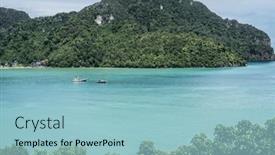  Presentation with paradise island - Slide set featuring view-on-a-beautiful-sea background and a  colored foreground