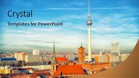  Presentation with aerial - Colorful slides enhanced with view on alexanderplatz in berlin backdrop and a teal colored foreground