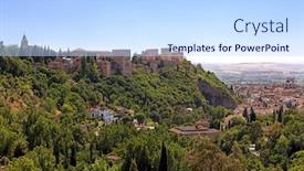  Presentation with granada - PPT theme featuring view-on-alhambra-and-granada background and a sky blue colored foreground