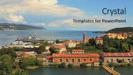  Presentation with navy ship - Amazing slides having view on bay and navy backdrop and a light blue colored foreground